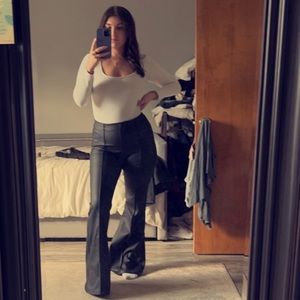 Faux leather bell bottoms